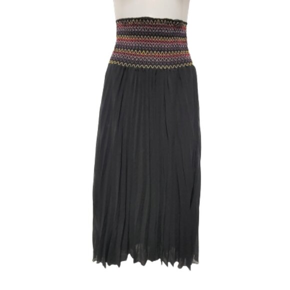 Strapless Black Flowy Midi Smocked Dress One Size - Picture 6 of 6